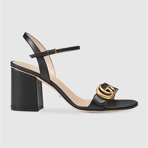 gucci leather mid heel sandal black|gucci high heels sandals.